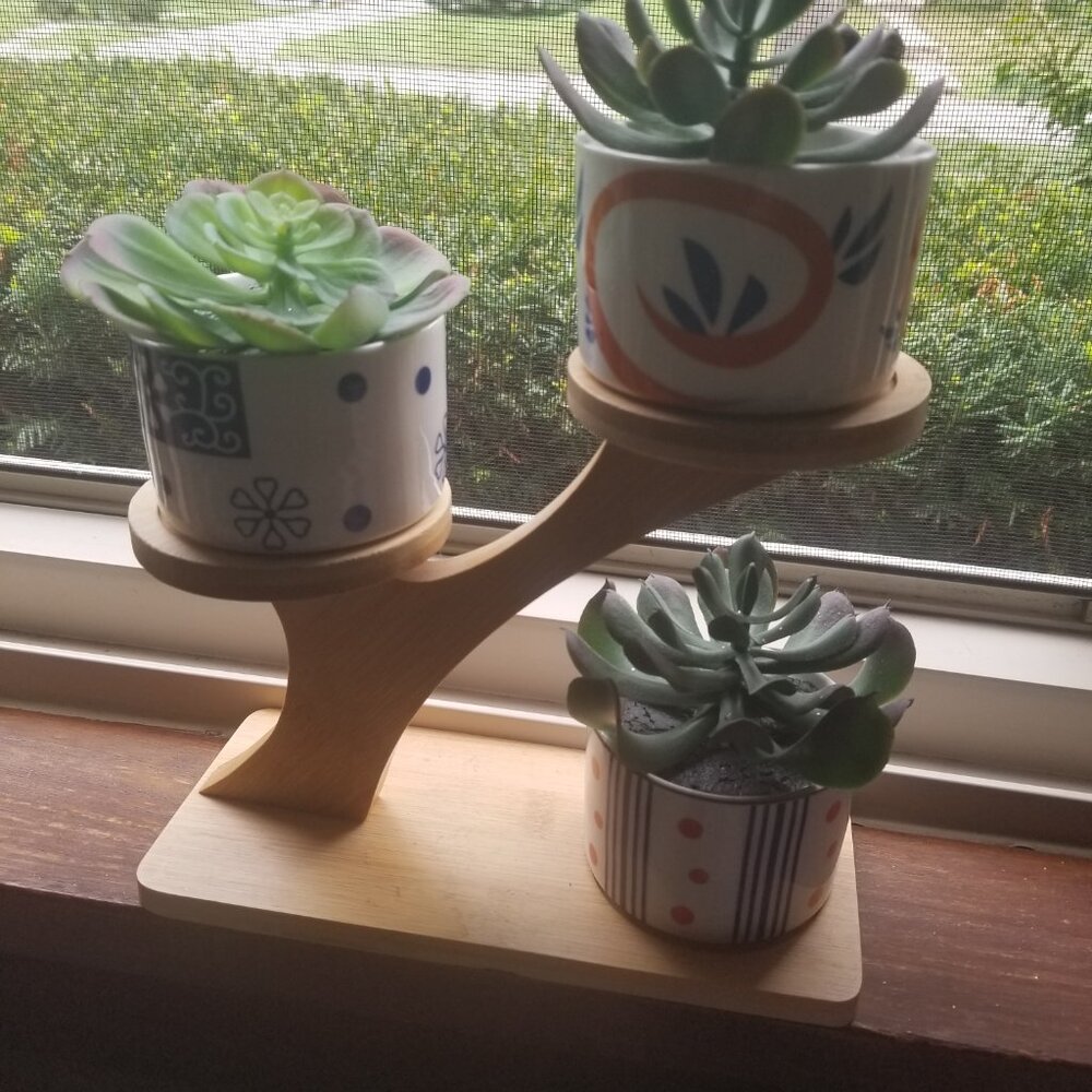 Japanese Style Wood Faux Plant Stand - Picture 4 of 5